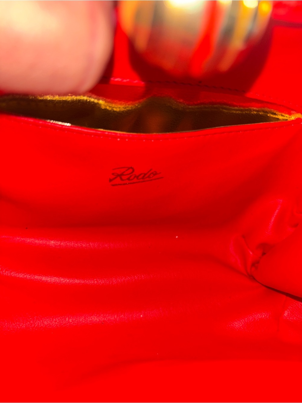Rodo Italy Vintage Red Wicker Clutch Purse With Gold Chain - Picture 6 of 10